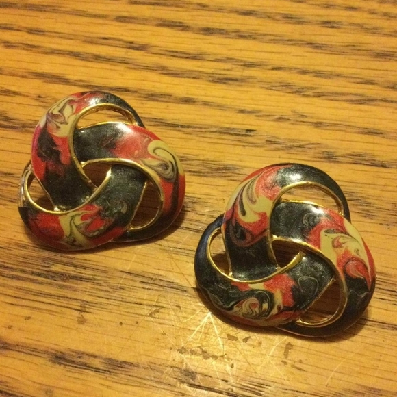 Vintage enamel triquetra earrings - Picture 1 of 2